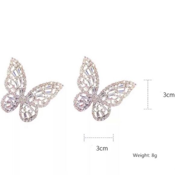 Stunning Diamond Butterfly Statement Earrings - Picture 6 of 8